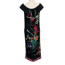 Load image into Gallery viewer, VTG 90s Leonard Paris Silk Abstract Floral Off Shoulder Dress Made in France
