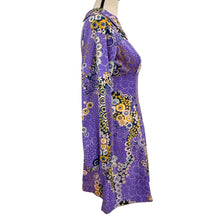 Load image into Gallery viewer, 60s Purple Mod Floral Mini Shift Dress Small
