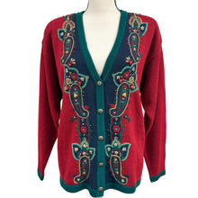 Load image into Gallery viewer, VTG 90s Embroidered Wool Blend Cardigan Size Small

