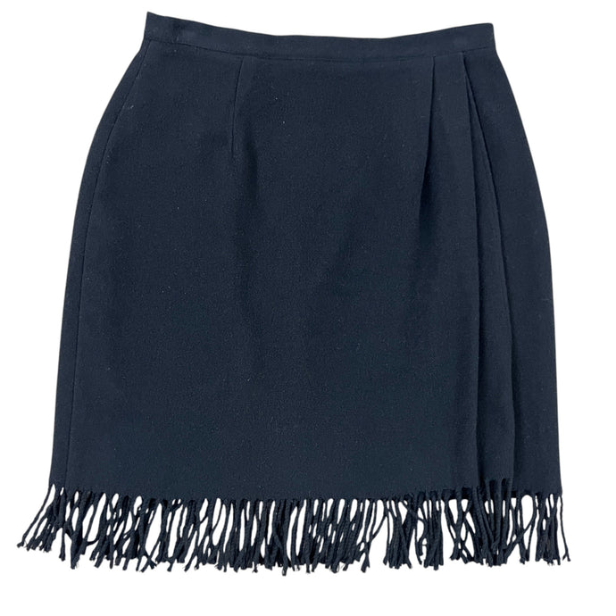 Black Wool Blend Fringe Skirt Size 8