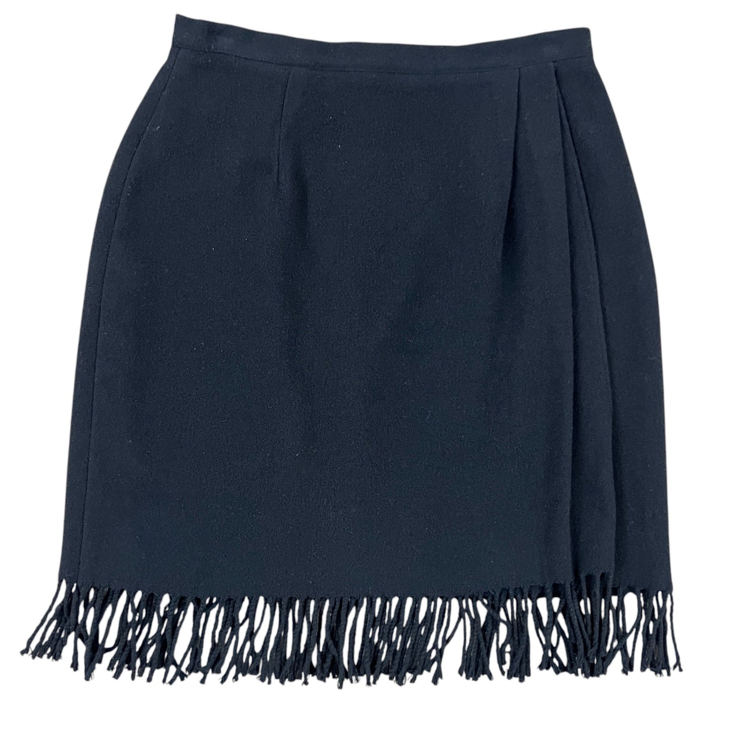 Black Wool Blend Fringe Skirt Size 8