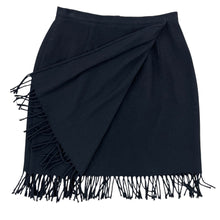 Load image into Gallery viewer, Black Wool Blend Fringe Skirt Size 8
