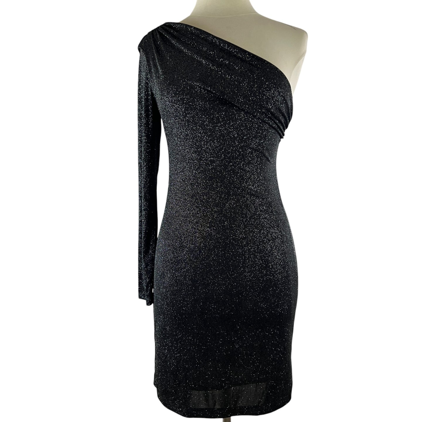 One Shoulder Black Sparkly Cocktail Dress Size XS