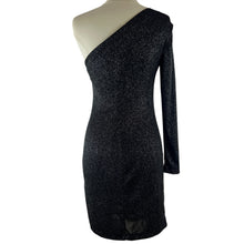 Load image into Gallery viewer, One Shoulder Black Sparkly Cocktail Dress Size XS 
