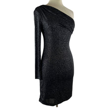 Load image into Gallery viewer, One Shoulder Black Sparkly Cocktail Dress Size XS 

