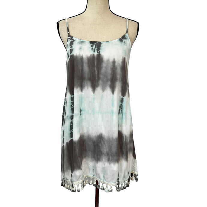 Tie Dye Mini Dress With Pompons Size Medium