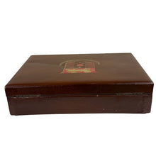 Load image into Gallery viewer, Vintage 60s Leather Jewelry Box Lion Crest Red Velvet Interior
