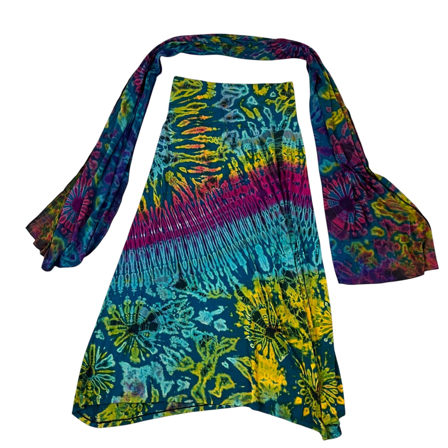 Tie Dye Maxi Skirt & Wrap Set Size S/M