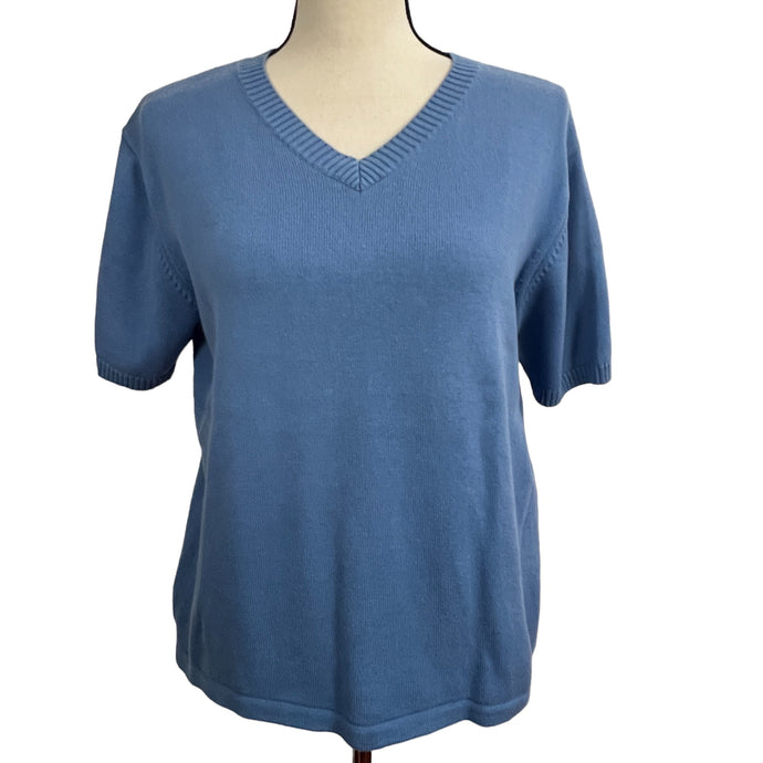 Eddie Baver V Neck Short Sleeves Knit Womens Top 100% Cotton Size Large