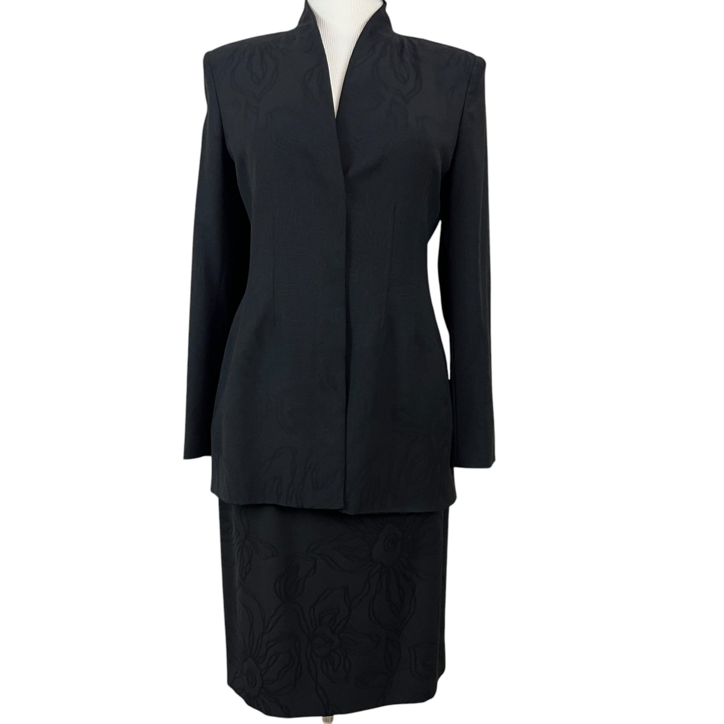 Zanella Black Wool Skirt Suit Size 6