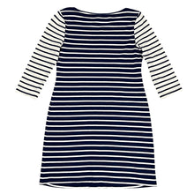 Load image into Gallery viewer, Nautical Stripes Boat Neck Dress Size Small Petite 
