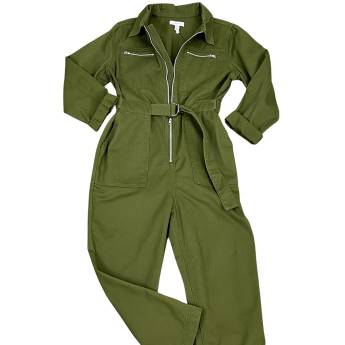 Top Shop Army Green Utility Jumpsuit Size 6 Petite 