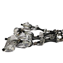 Load image into Gallery viewer, Chic 1920s Art Deco Cut Crystal Black Filigree Tassel Necklace 14.5&quot; 
