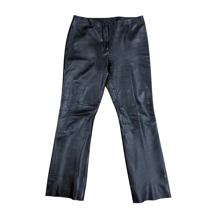 Black Soft Lamb Leather Straight Leg Pants Waist 34