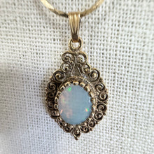 Load image into Gallery viewer, Vintage 14K Solid Gold Filigree Opal Pendant Victorian Revival
