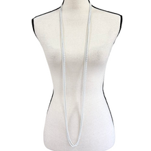 Load image into Gallery viewer, 60s Monet White Enamel Triple Strand Multi-Chain Necklace  54"

