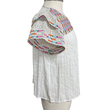 Load image into Gallery viewer, THML Embroidered Short Ruffle Sleeve Tunic Top Size Small
