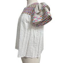 Load image into Gallery viewer, THML Embroidered Short Ruffle Sleeve Tunic Top Size Small
