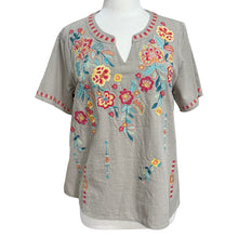 Load image into Gallery viewer, Embroidered Floral Tunic Top Size Small
