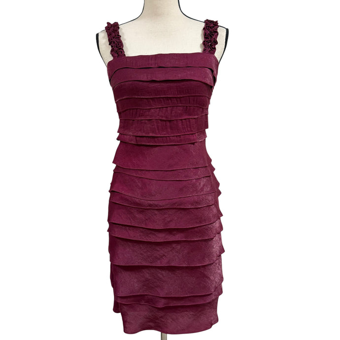 Vintage Burgundy Square Neck Sheath Dress Size Small