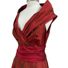 Load image into Gallery viewer, 100% Silk V-Neck Fit-&amp;-Flare Formal Dress Size 10
