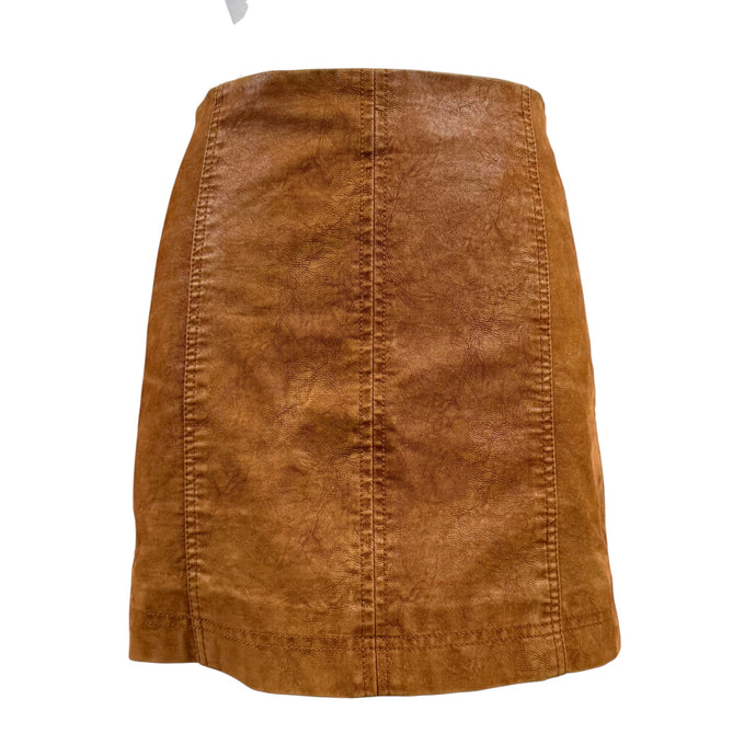 Free People Tan Faux Leather Mini Skirt Size 4