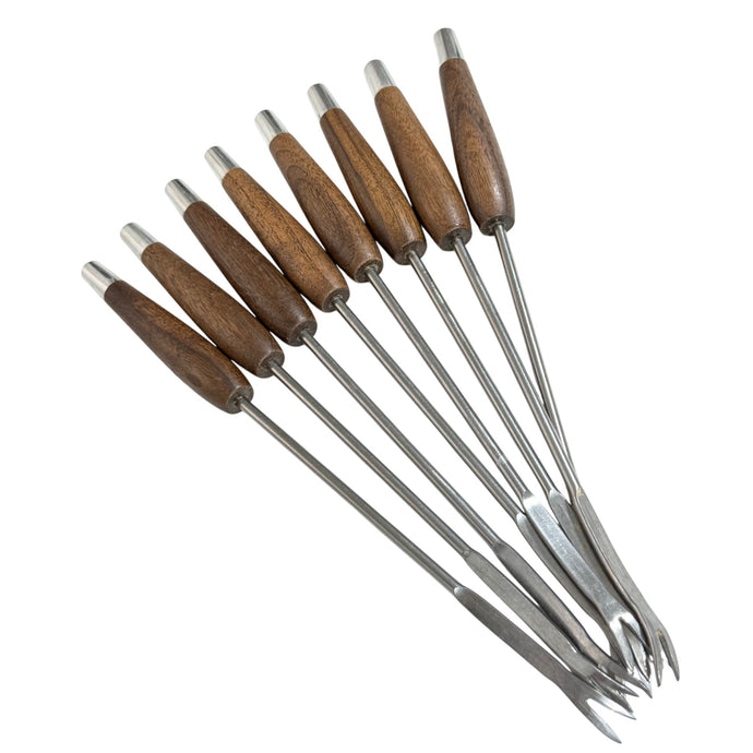 MCM Teak Fondue Skewer Forks Set of 8