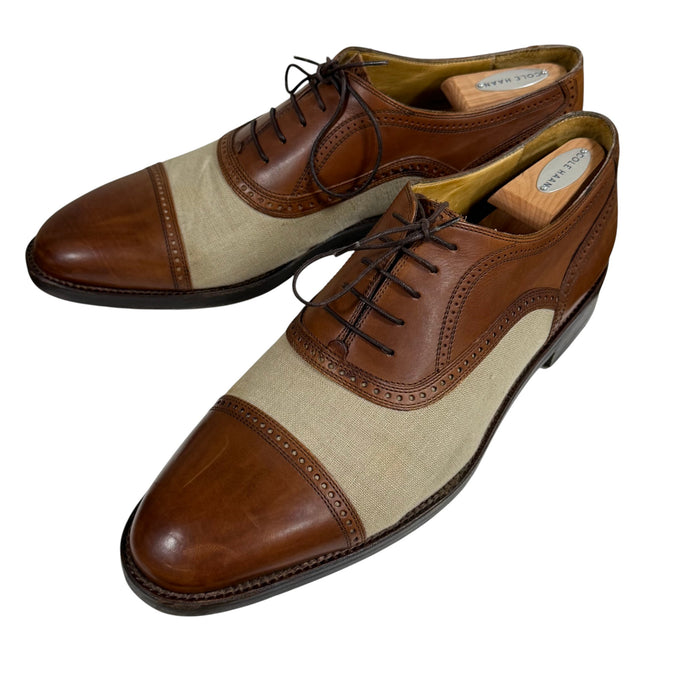 VTG 80s Cole Haan Oxford Shoes Size 12 Brown Leather Canvas