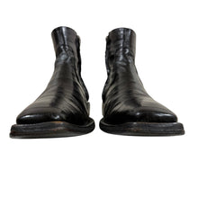 Load image into Gallery viewer, VTG Kenneth Cole Black Square Toe Zip Boots Size 12 Made in Italy Eel Skin Leather
