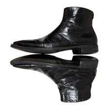 Load image into Gallery viewer, VTG Kenneth Cole Black Square Toe Zip Boots Size 12 Made in Italy Eel Skin Leather
