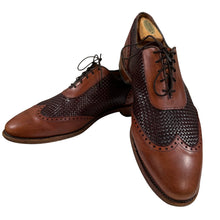 Load image into Gallery viewer, VTG Allen Edmonds Hampstead Brown Woven Leather Wingtip Shoes Size 12 Made in USA
