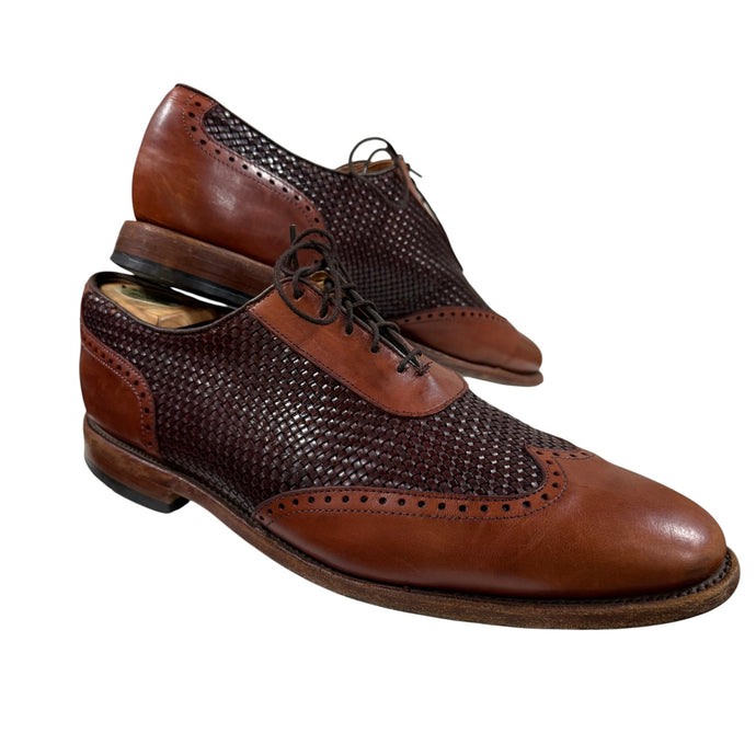 VTG Allen Edmonds Hampstead Brown Woven Leather Wingtip Shoes Size 12 Made in USA