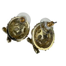 Load image into Gallery viewer, Vintage Gold Starfish Rhinestone Stud Earrings with Beige Cabochons
