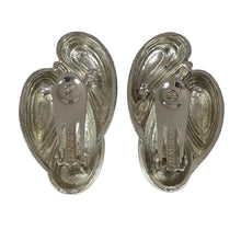 Load image into Gallery viewer, Vintage Les Bernard 80s Bold sculptural Silver tone Clip-On Earrings
