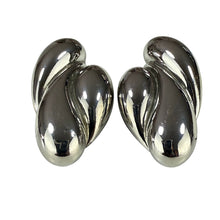 Load image into Gallery viewer, Vintage Les Bernard 80s Bold sculptural Silver tone Clip-On Earrings
