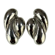 Load image into Gallery viewer, Vintage Les Bernard 80s Bold sculptural Silver tone Clip-On Earrings
