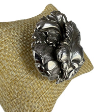 Load image into Gallery viewer, Vintage Silvertone Baroque Leaf Brooch Round Sculptural Ornate Pin
