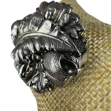Load image into Gallery viewer, Vintage Silvertone Baroque Leaf Brooch Round Sculptural Ornate Pin

