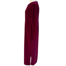 Load image into Gallery viewer, 90s Velvet Burgundy Maxi Dress Size S/M 100% Cotton Made in USA
