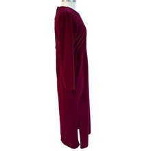 Load image into Gallery viewer, 90s Velvet Burgundy Maxi Dress Size S/M 100% Cotton Made in USA
