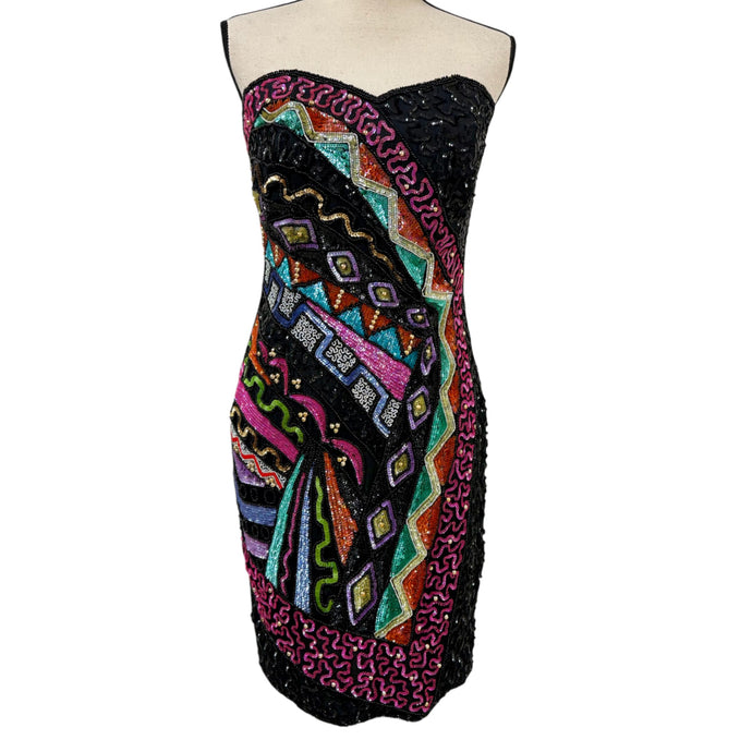 Vintage TOGETHER!Sweetheart Neck Sequin Beaded Dress Size 8 Small/Medium