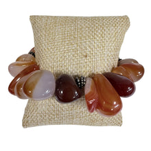 Load image into Gallery viewer, Vintage Chunky Carnelian Agate Teardrop Bead Bracelet with Silver Toggle Clasp 6.1"

