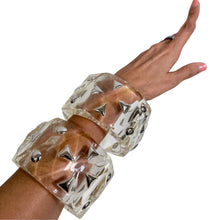 Load image into Gallery viewer, Clear Lucite Studded Chunky Bangle Bracelets
