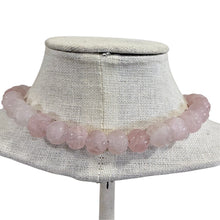 Load image into Gallery viewer, Vintage Carved Rose Quartz &amp; Sterling Silver Statement Necklace
