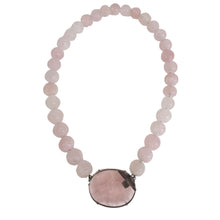 Load image into Gallery viewer, Vintage Carved Rose Quartz &amp; Sterling Silver Statement Necklace
