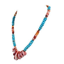 Load image into Gallery viewer, Southwestern Spiny Oyster &amp; Turquoise Tab Pendant Necklace

