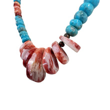 Load image into Gallery viewer, Southwestern Spiny Oyster &amp; Turquoise Tab Pendant Necklace

