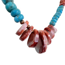Load image into Gallery viewer, Southwestern Spiny Oyster &amp; Turquoise Tab Pendant Necklace
