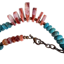 Load image into Gallery viewer, Southwestern Spiny Oyster &amp; Turquoise Tab Pendant Necklace
