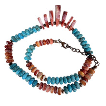 Load image into Gallery viewer, Southwestern Spiny Oyster &amp; Turquoise Tab Pendant Necklace
